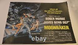 Original James Bond 007 Moonraker 1979 UK Quad 30 x 40 Movie Poster Linen Back