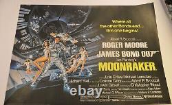 Original James Bond 007 Moonraker 1979 UK Quad 30 x 40 Movie Poster Linen Back