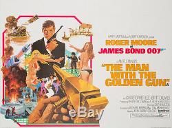 Original The Man with the Golden Gun, UK Quad, Bond, Linen Film/Movie Poster