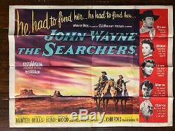 Original The Searchers, UK Quad, Film/Movie Poster 1956, John Wayne