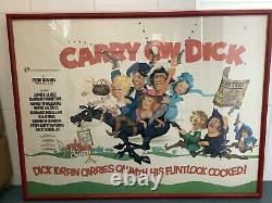 Original Vintage'Carry on Dick' British quad movie poster, 1974, framed