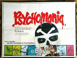 PSYCHOMANIA original 1973 UK quad movie poster Cult Biker Gang Zombie Horror