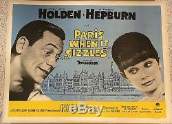 Paris When It Sizzles UK Quad (1964) LINEN BACKED Original Film Poster Hepburn