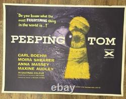 Peeping Tom Original UK Quad Movie Poster Linen Backed 1960 Rare