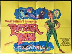 Peter Pan ORIGINAL Quad Movie Poster Walt Disney 1970s rerelease