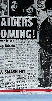 RAIDERS OF THE LOST ARK (1981) original UK quad movie poster THE SUN teaser RARE