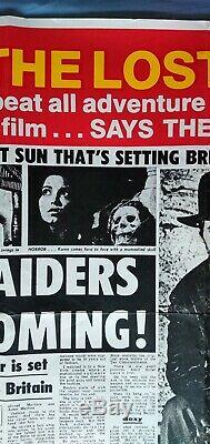 RAIDERS OF THE LOST ARK (1981) original UK quad movie poster THE SUN teaser RARE