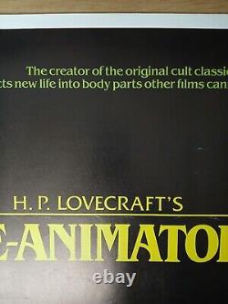 RE-ANIMATOR 2 (1990) v. Rare ROLLED original UK QUAD POSTER -Jeffrey Combs horror