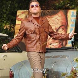 RICK DALTON Once Upon A Time In Hollywood Brown REAL Leather Jacket Replica
