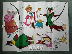 ROBIN HOOD (1973) original pair cut-out characters UK quad movie poster -DISNEY