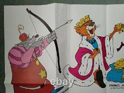 ROBIN HOOD (1973) original pair cut-out characters UK quad movie poster -DISNEY