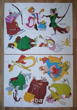 ROBIN HOOD (1973) original pair'cut-out characters' UK quad posters Disney