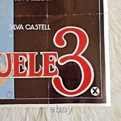 Rare 1977 ORIGINAL quad EMMANUELLE 3 film POSTER retro pinups vintage soft porn