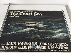 Rare Linen-Backed Style-A British Quad Movie Film Poster The Cruel Sea 1953