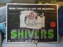 Rare Original 1975 Horror Film X Movie Poster SHIVERS UK QUAD 1970s 40x30