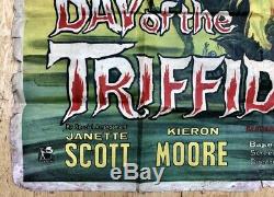 Rare Vintage 1962 DAY OF THE TRIFFIDS QUAD MOVIE POSTER 30x40 Horror Sci-Fi