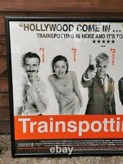 Rare original 1996 Trainspotting cinema film quad framed poster