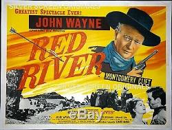 Red River Original Quad Movie Poster LINEN BACKED 1948 John Wayne Howard Hawkes