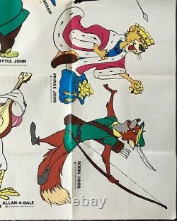 Robin Hood Original UK Double Quad Movie Poster Walt Disney