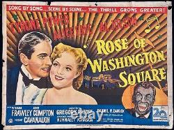 Rose of Washington Square ORIGINAL Quad Movie Poster Alice Faye Al Jolson 1939