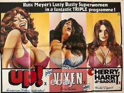 Russ Meyer Original Uk Quad Film Poster Triple Bill Vixen Up Herry Harry Raquel