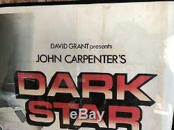 SIGNED JOHN CARPENTER Original Folded 1974 DARK STAR UK Quad Movie POSTER Sci-Fi