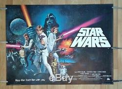 STAR WARS (1977) original PRE-Oscars UK quad movie poster ROLLED UNFOLDED