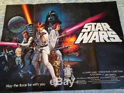 STAR WARS ORIGINAL UK QUAD MOVIE POSTER pre-oscars RARE