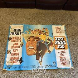 STAY AWAY JOE 1960's very rare original UK movie Quad poster ELVIS PRESLEY