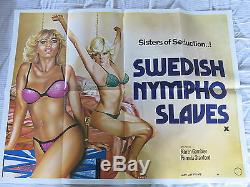 SWEDISH NYMPHO SLAVES Original UK Quad Film Poster Folded 1977 ADULT PORN