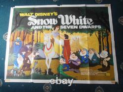 Snow White & The Seven Dwarfs(1937)quad Poster 1970 Rr- Graded Vg Rare