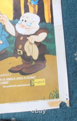 Snow White & The Seven Dwarfs(1937)quad Poster 1970 Rr- Graded Vg Rare
