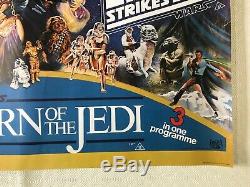 Star Wars Original 1983 Triple Bill Movie Quad Poster Empire Strikes Back ROTJ