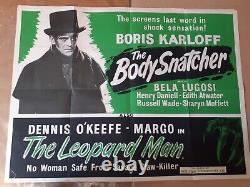 THE BODY SNATCHER / THE LEOPARD MAN ORIGINAL POSTER UK QUAD 30x40 BORIS KARLOFF