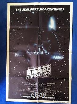 THE EMPIRE STRIKES BACK Original USA Quad Movie Poster Advance One Sheet