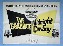 THE GRADUATE / MIDNIGHT COWBOY (RR 1970s) rare original UK d/b quad movie poster