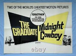 THE GRADUATE / MIDNIGHT COWBOY (RR 1970s) rare original UK d/b quad movie poster