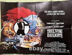 THE LIVING DAYLIGHTS original UK QUAD movie poster folded JAMES BOND 007 Dalton