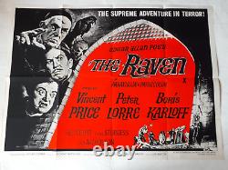 THE RAVEN 1963 EDGAR ALLEN POE ORIGINAL POSTER UK QUAD 30x40 VINTAGE