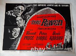 THE RAVEN 1963 EDGAR ALLEN POE ORIGINAL POSTER UK QUAD 30x40 VINTAGE