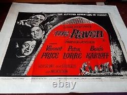 THE RAVEN 1963 EDGAR ALLEN POE ORIGINAL POSTER UK QUAD 30x40 VINTAGE