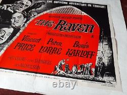 THE RAVEN 1963 EDGAR ALLEN POE ORIGINAL POSTER UK QUAD 30x40 VINTAGE