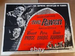 THE RAVEN 1963 EDGAR ALLEN POE ORIGINAL POSTER UK QUAD 30x40 VINTAGE