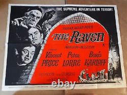 THE RAVEN 1963 EDGAR ALLEN POE ORIGINAL POSTER UK QUAD 30x40 VINTAGE