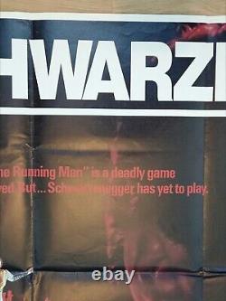 THE RUNNING MAN (1987) original UK quad movie POSTER Arnold Schwarzenegger sciFi