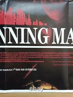THE RUNNING MAN (1987) original UK quad movie POSTER Arnold Schwarzenegger sciFi