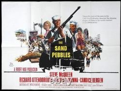THE SAND PEBBLES Original British Quad Movie Poster Steve McQueen Terpning art