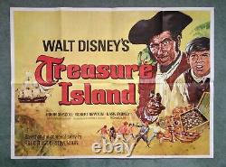 TREASURE ISLAND (1950, RR1970s) original UK quad movie poster -DISNEY-great art