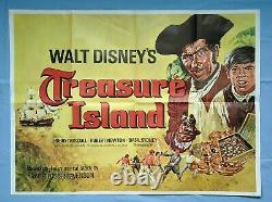 TREASURE ISLAND (1950, RR1970s) original UK quad movie poster -DISNEY-great art