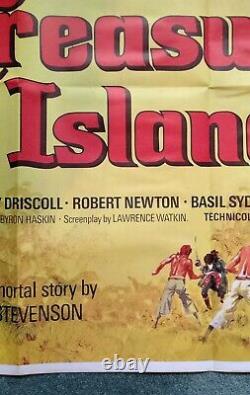 TREASURE ISLAND (1950, RR1970s) original UK quad movie poster -DISNEY-great art